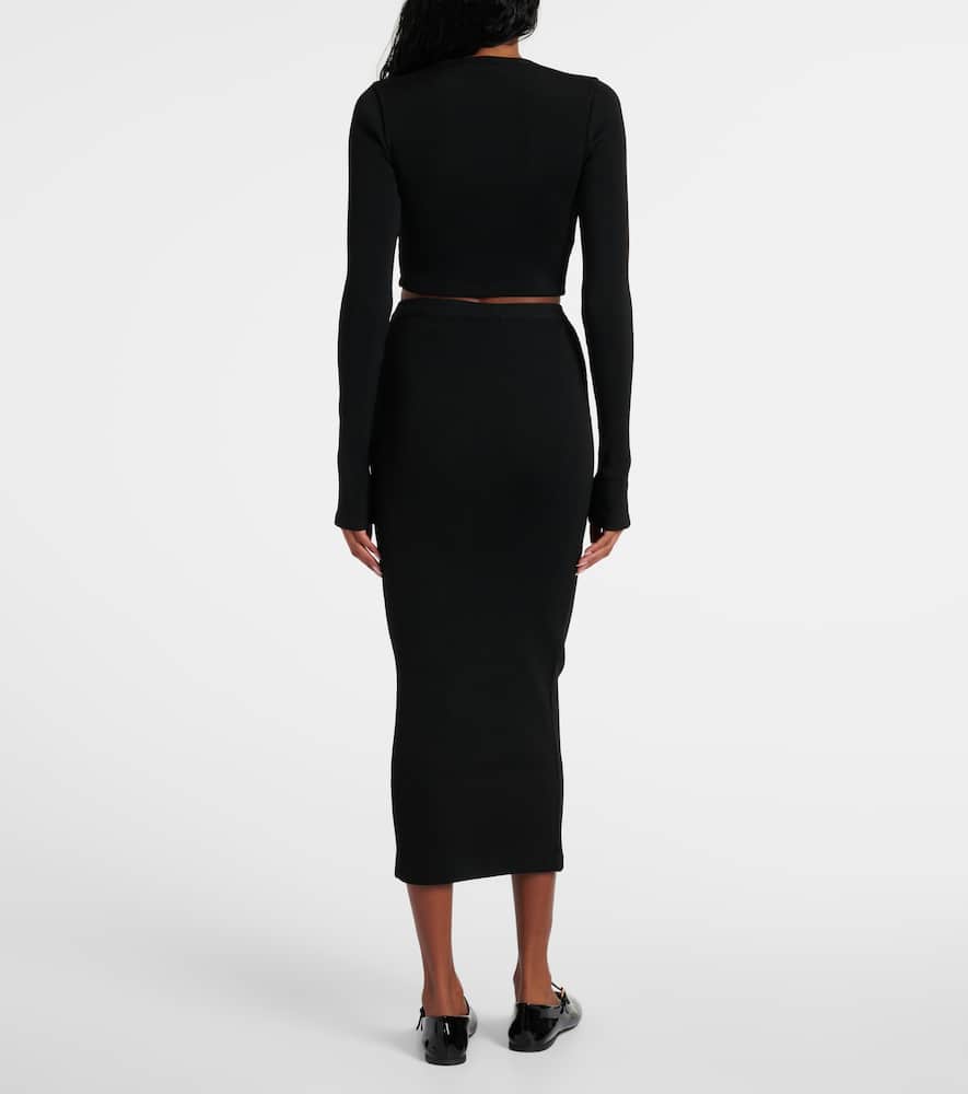 Prada Knitted Midi Skirt In Black