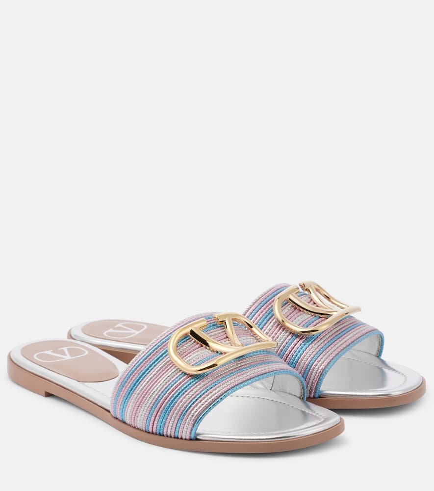 Valentino Pantoletten Vlogo Signature Aus Metallic-leder In Multicolor