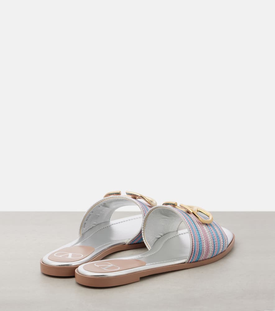 Valentino Pantoletten Vlogo Signature Aus Metallic-leder In Multicolor