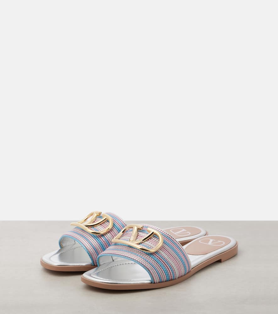 Valentino Pantoletten Vlogo Signature Aus Metallic-leder In Multicolor