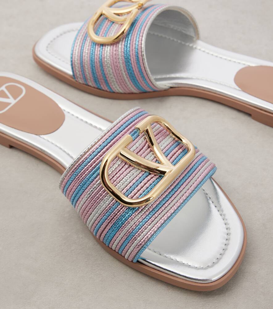 Valentino Pantoletten Vlogo Signature Aus Metallic-leder In Multicolor