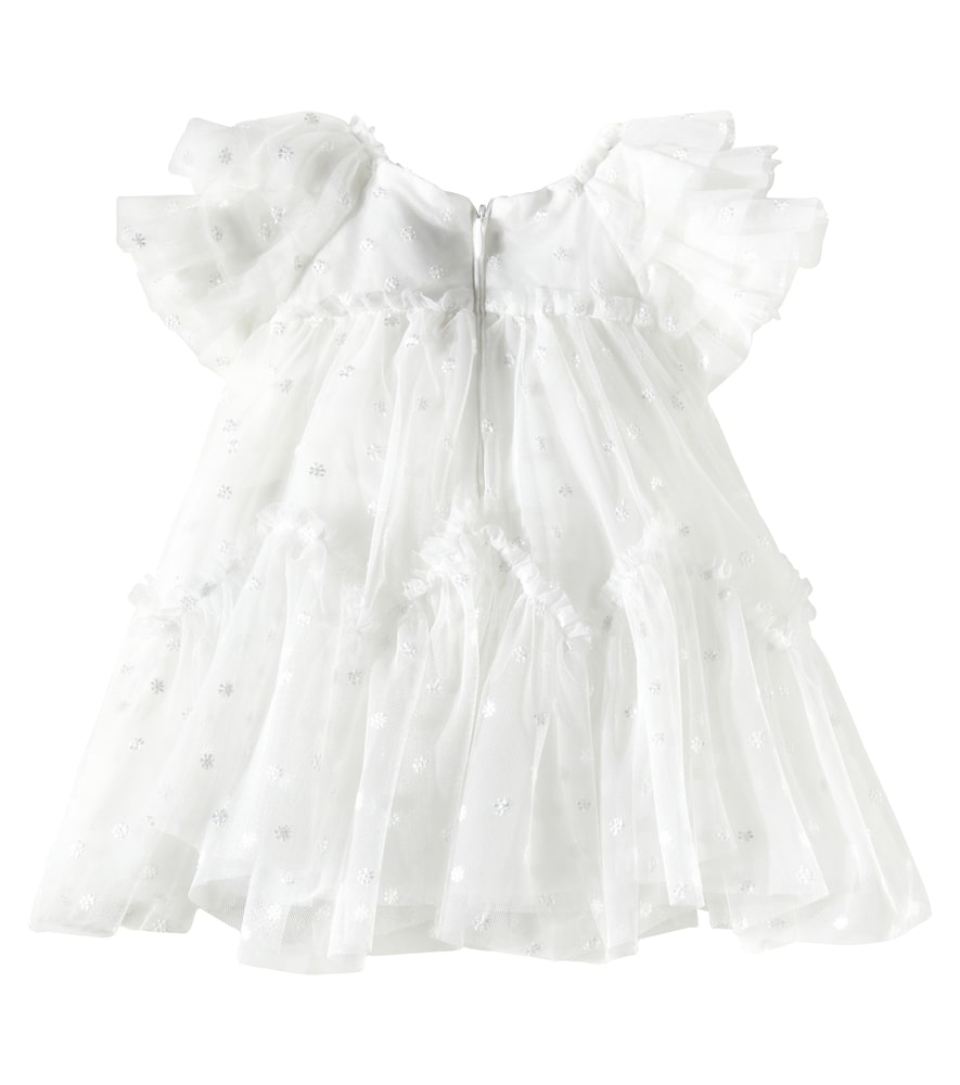 Monnalisa Baby Daisy Embellished Tulle Dress In White