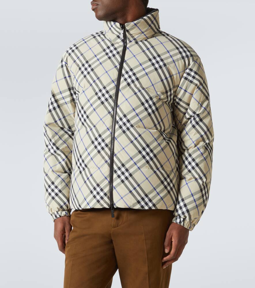 Burberry Reversible Check Snowdon Puffer Jacket In Beige