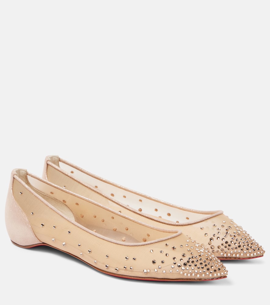 Follies Strass mesh ballet flats