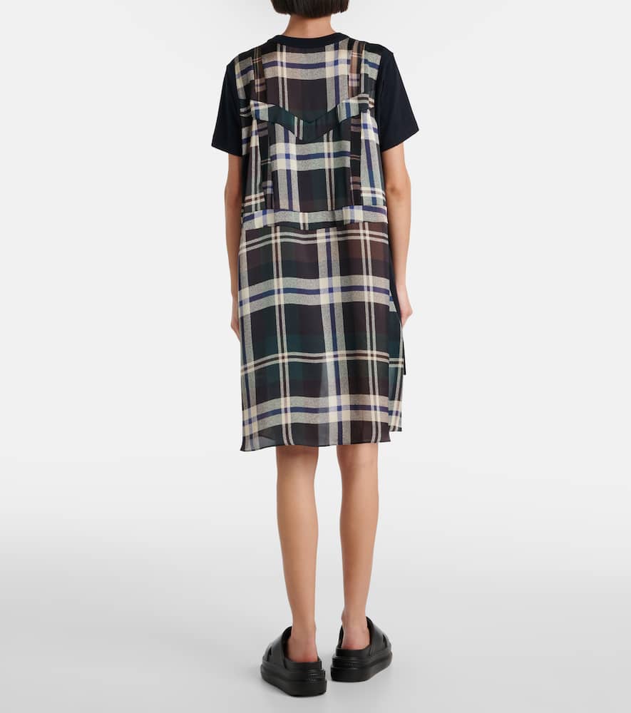 Sacai Paneled Cotton Jersey T-shirt Dress In Black
