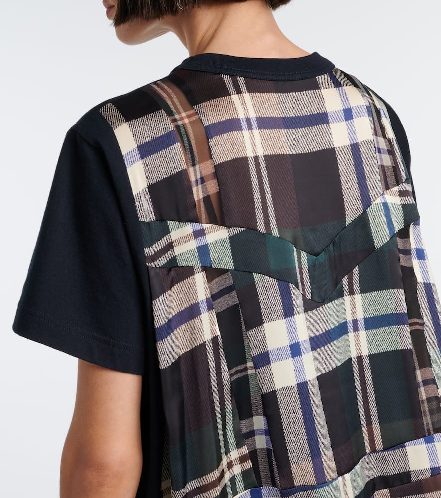 Sacai Paneled Cotton Jersey T-shirt Dress In Black