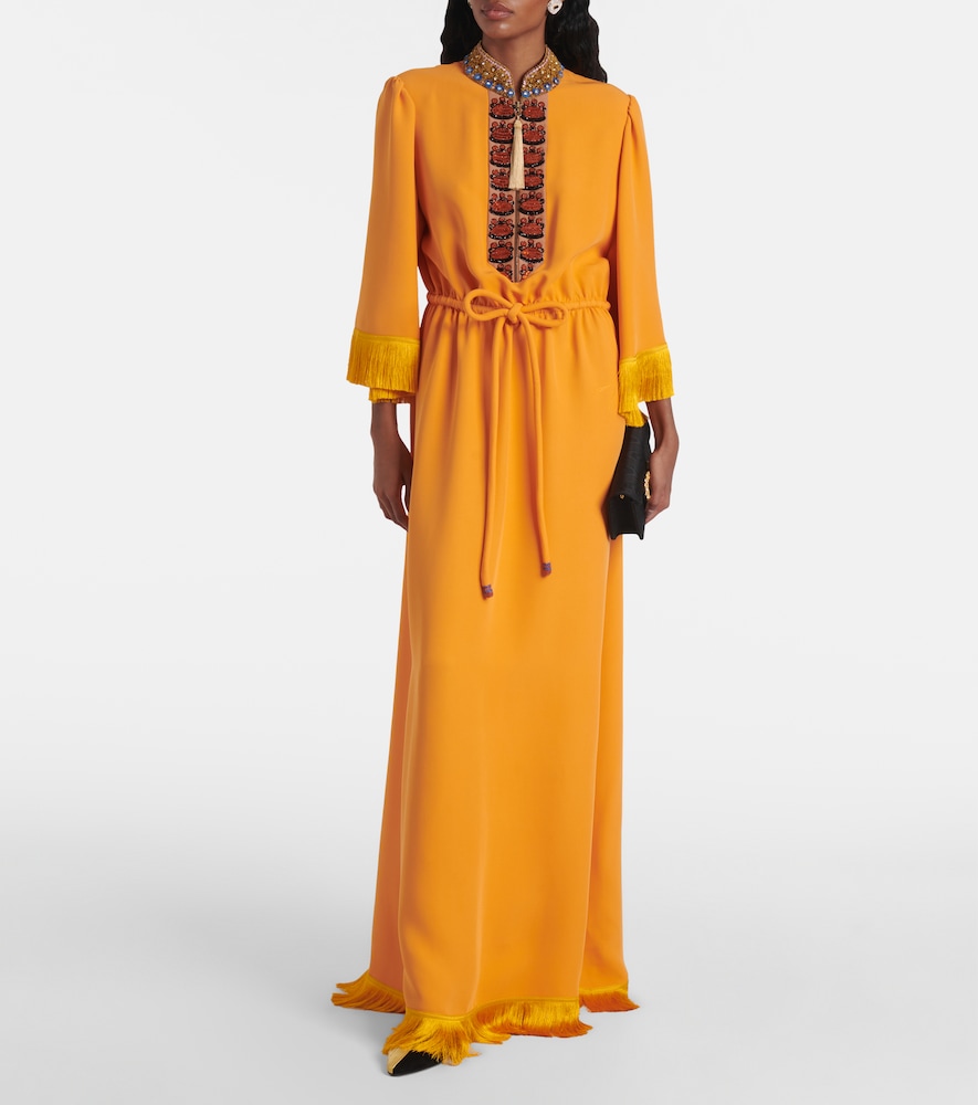  Valentino Valentino Cady Couture Embroidered Fringed Gown 