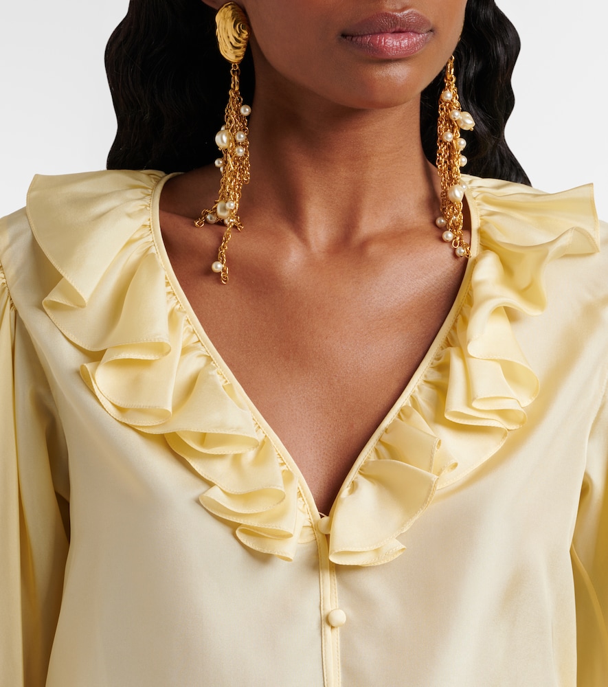  Chloe Chloé Blusa In Habutai Di Seta Con Volant 