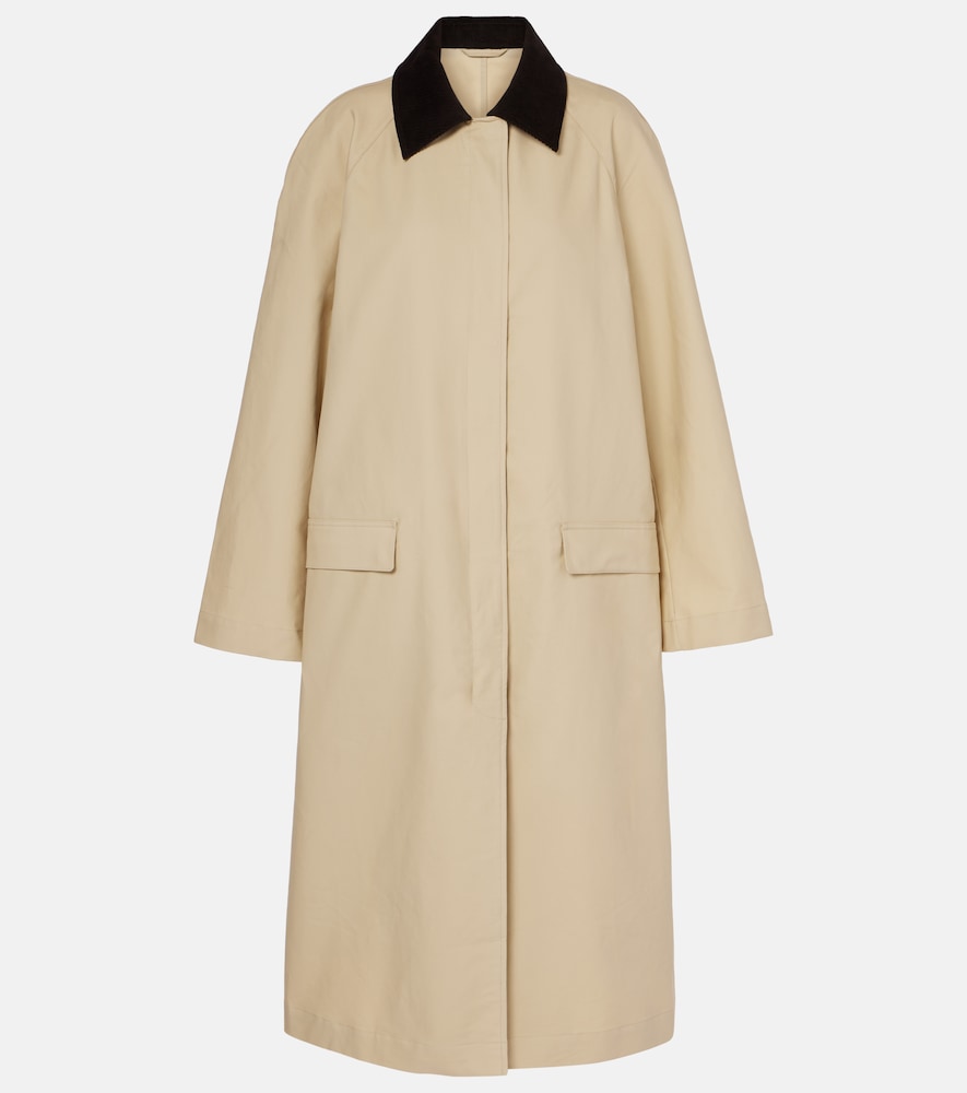 Toteme Toteme Corduroy-trimmed cotton gabardine coat　Toteme コーデュロイトリム コットンギャバジン コート