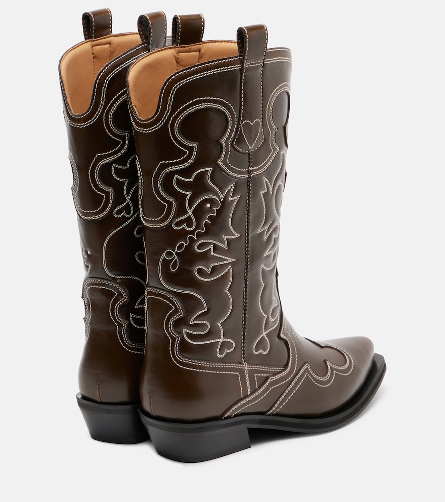  Ganni Ganni Mid Shaft Embroidered Cowboy Boots 