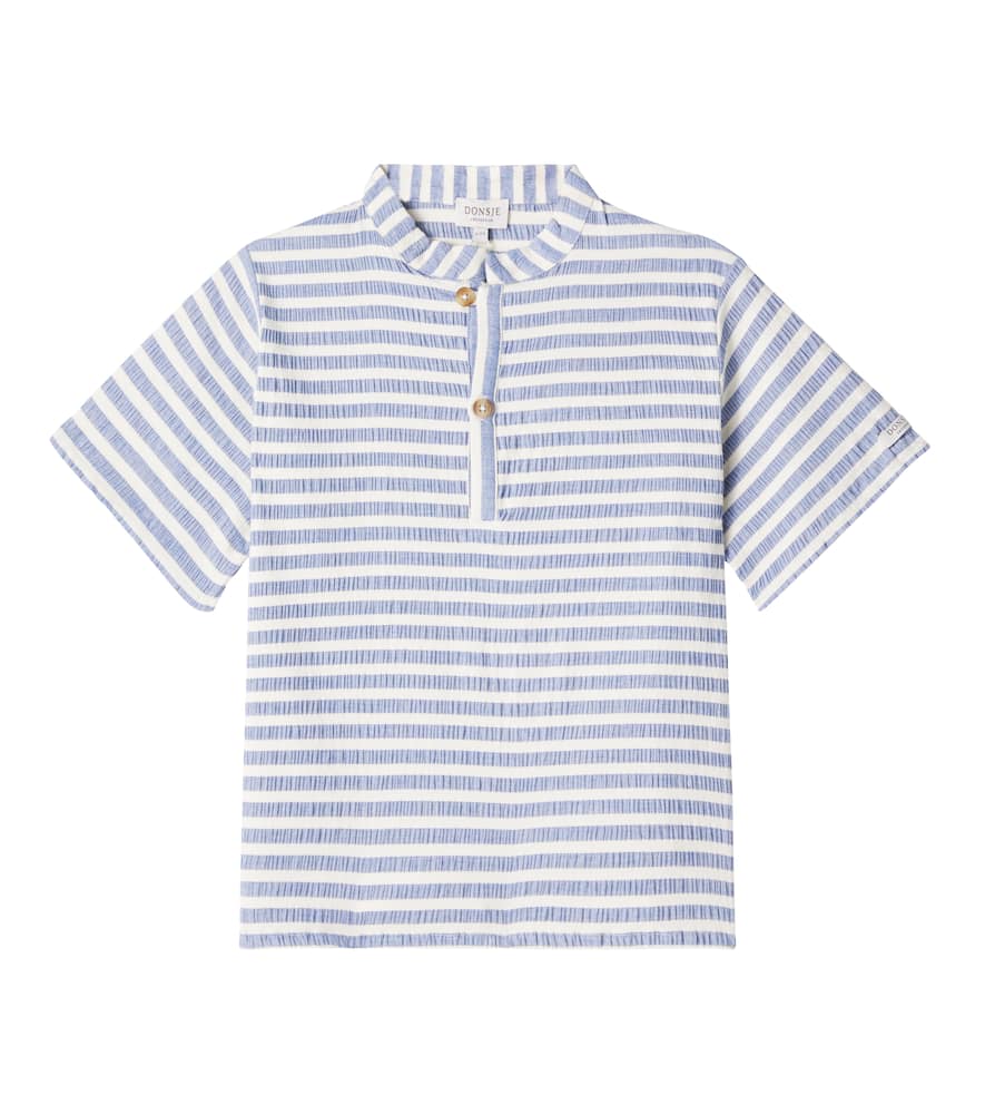 Donsje Ozion Striped Cotton-blend Shirt In Blue