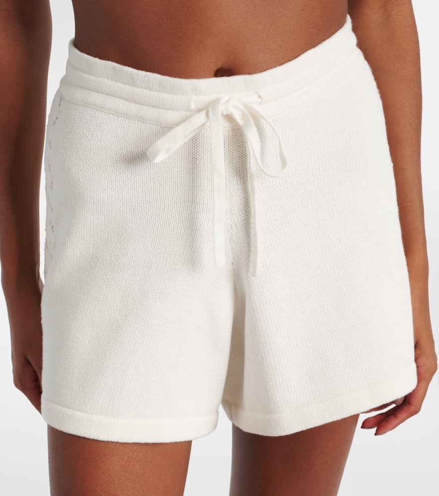 The Upside Lavalliere Rosie Knitted Cotton Shorts In White