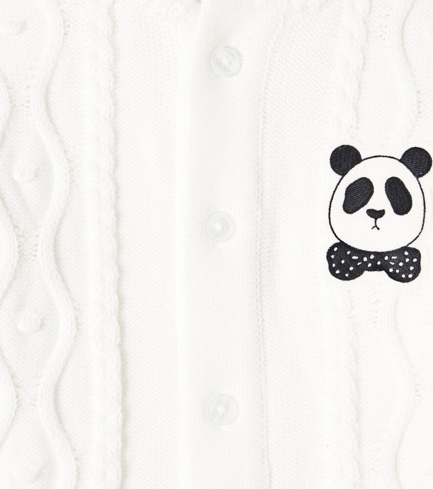  Mini Rodini Mini Rodini Baby Panda Cable-knit Cotton Onesie 