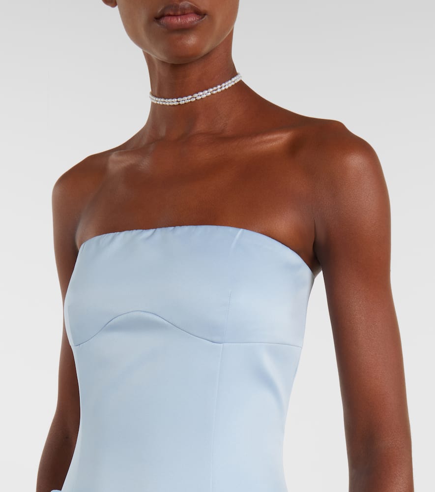 Rotate Birger Christensen Floral-appliqué Strapless Gown In Blue