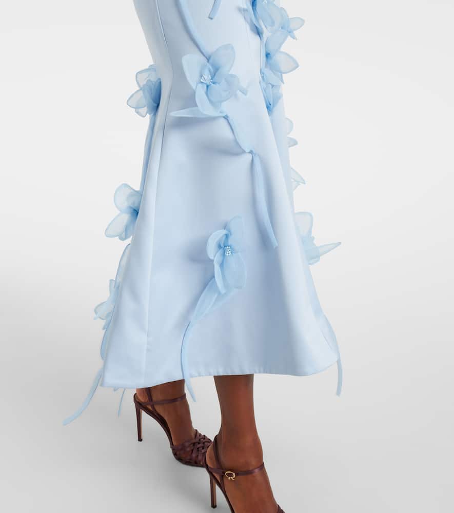 Rotate Birger Christensen Floral-appliqué Strapless Gown In Blue