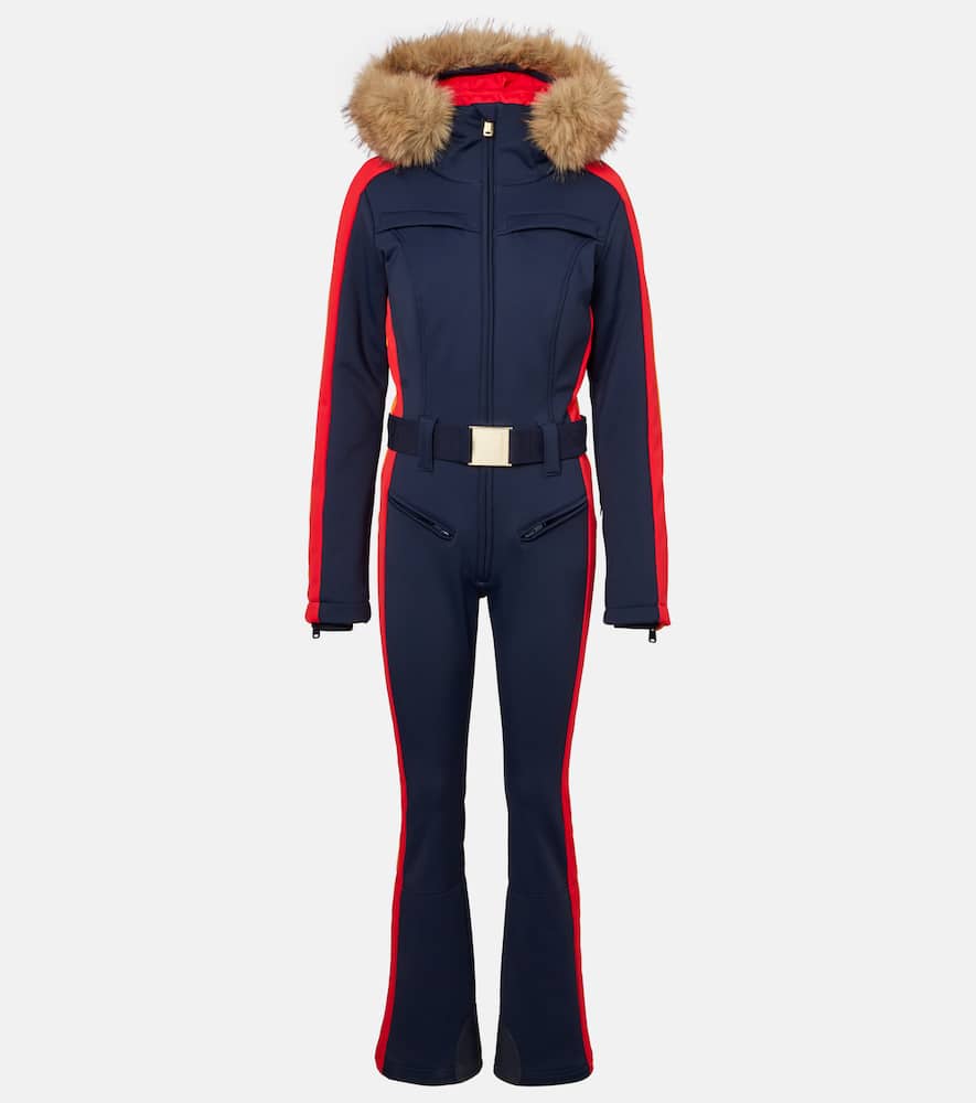 Goldbergh Suvi Faux Fur-trimmed Ski Jumpsuit In Blue