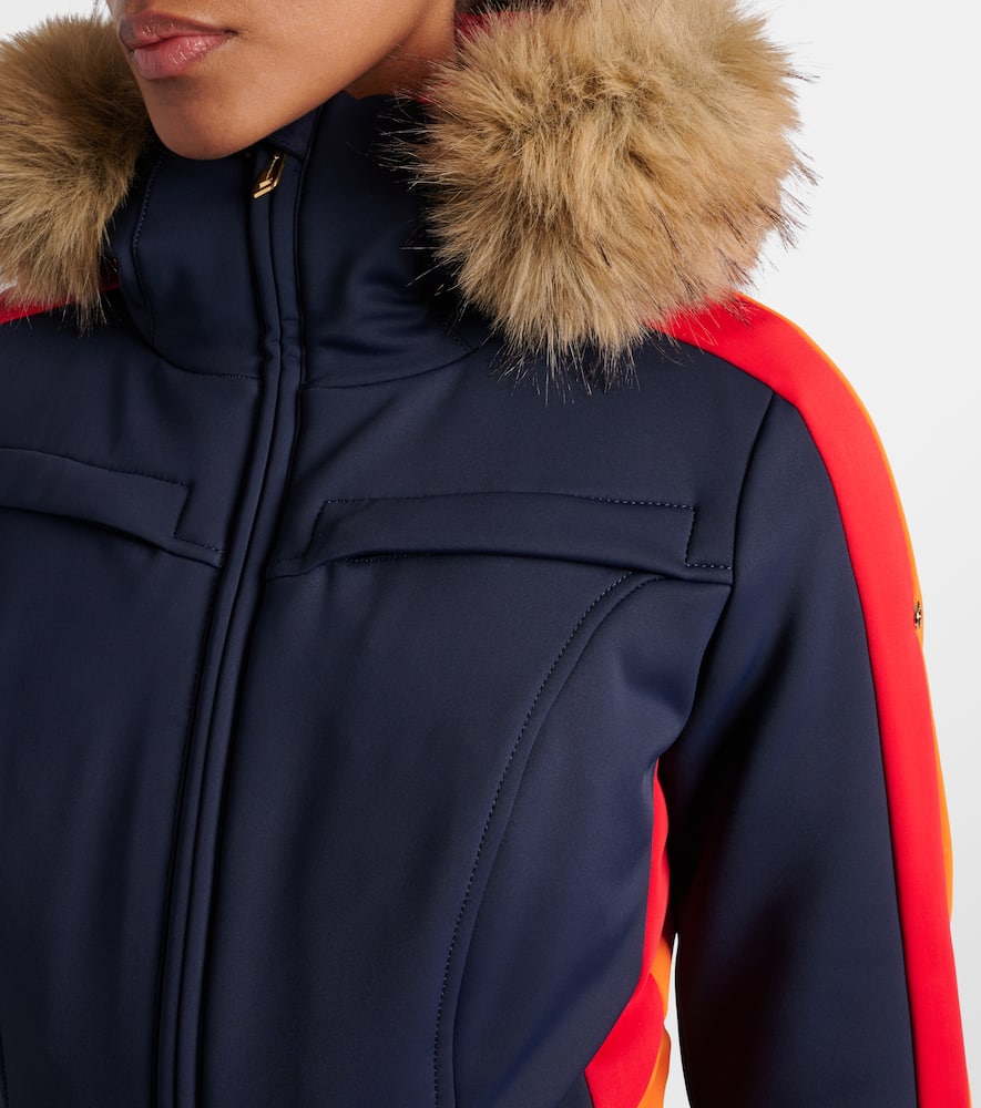 Goldbergh Suvi Faux Fur-trimmed Ski Jumpsuit In Blue