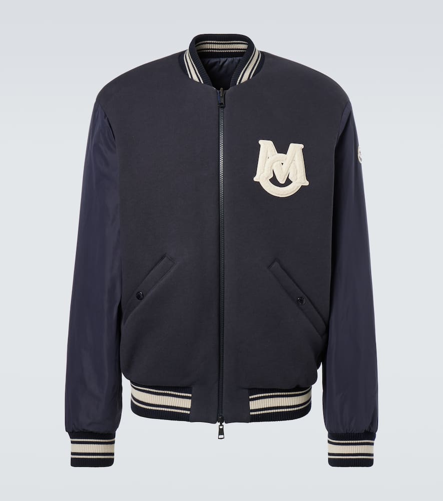Moncler Ribbed Collar With Striped Details Jacket In Blue