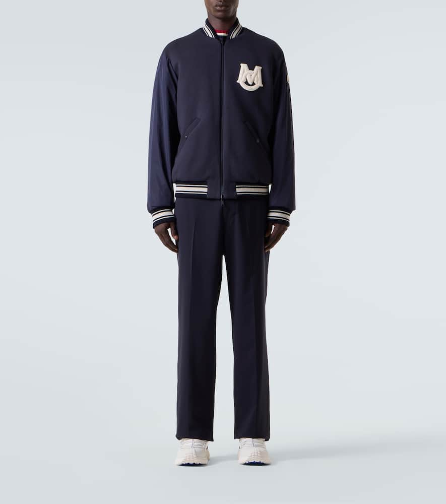 Moncler Ribbed Collar With Striped Details Jacket In Blue