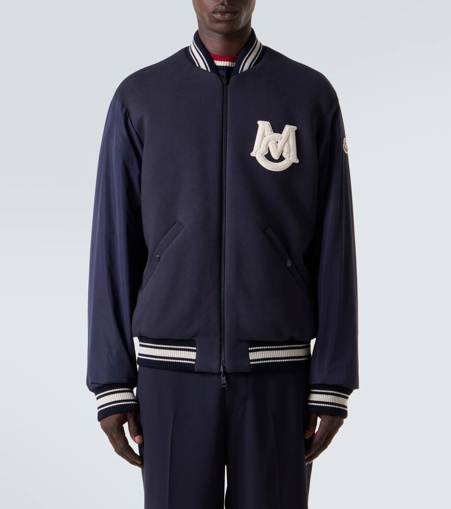 Moncler Ribbed Collar With Striped Details Jacket In Blue