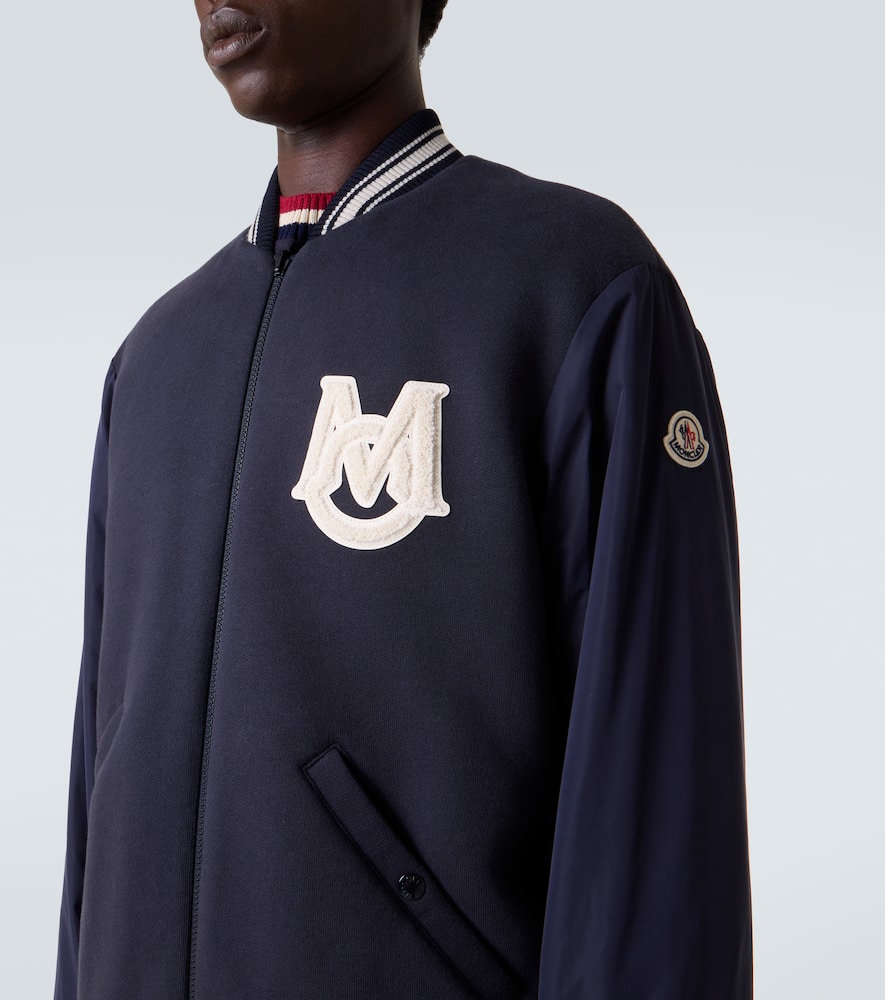 Moncler Ribbed Collar With Striped Details Jacket In Blue