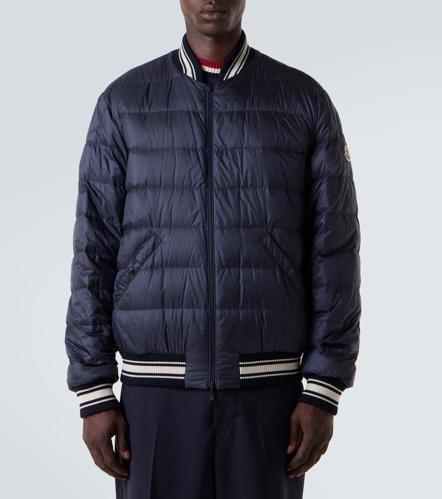 Moncler Ribbed Collar With Striped Details Jacket In Blue