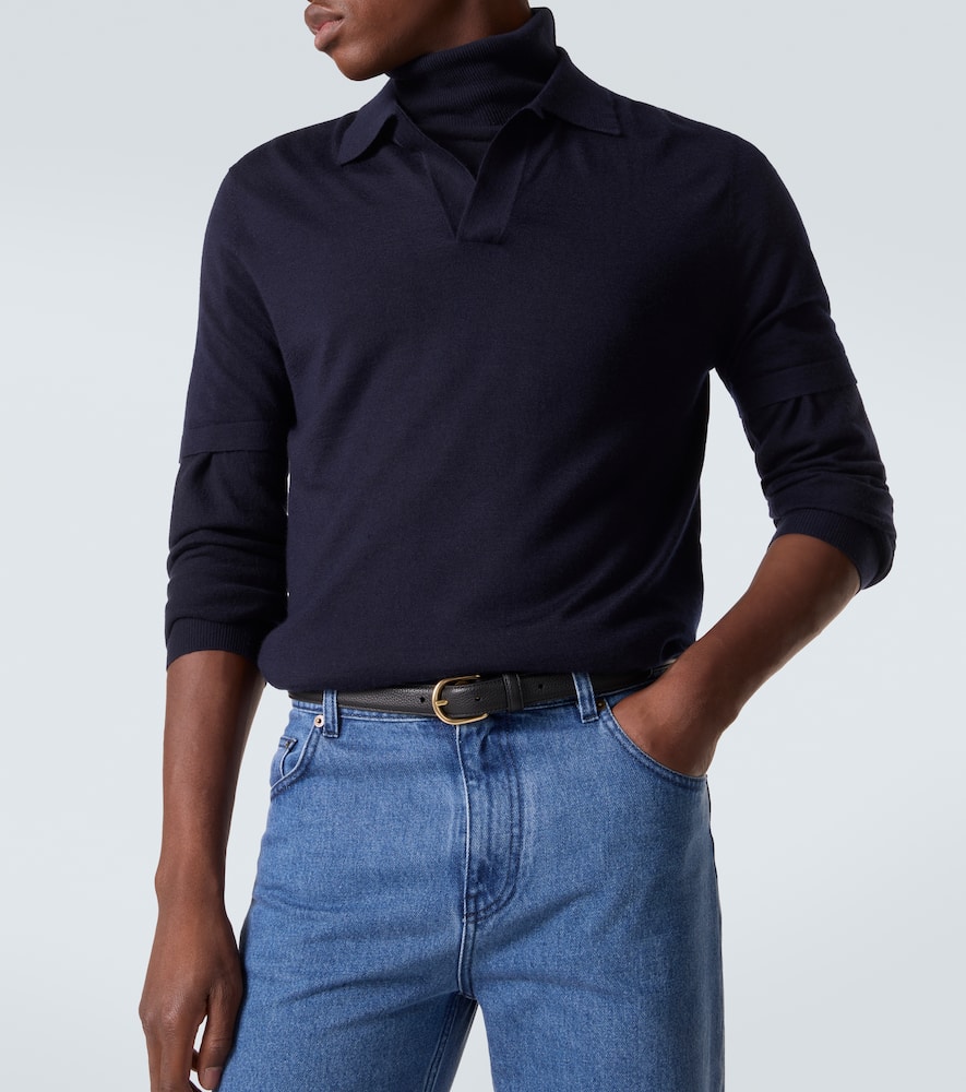 Gabriela Hearst Cashmere And Silk Polo Sweater In Blue