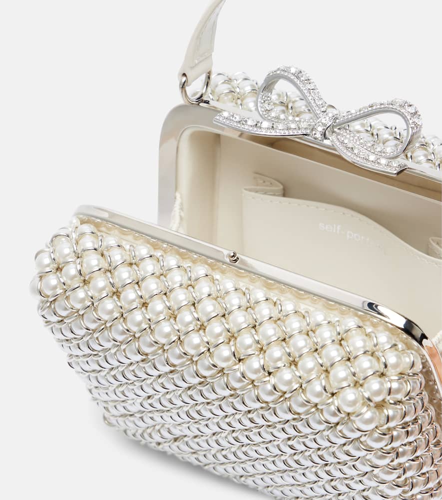 Self-portrait Micro Faux Pearls-embellished Clutch In White