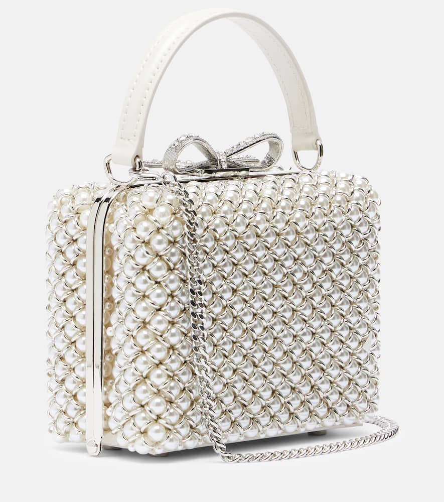 Self-portrait Micro Faux Pearls-embellished Clutch In White