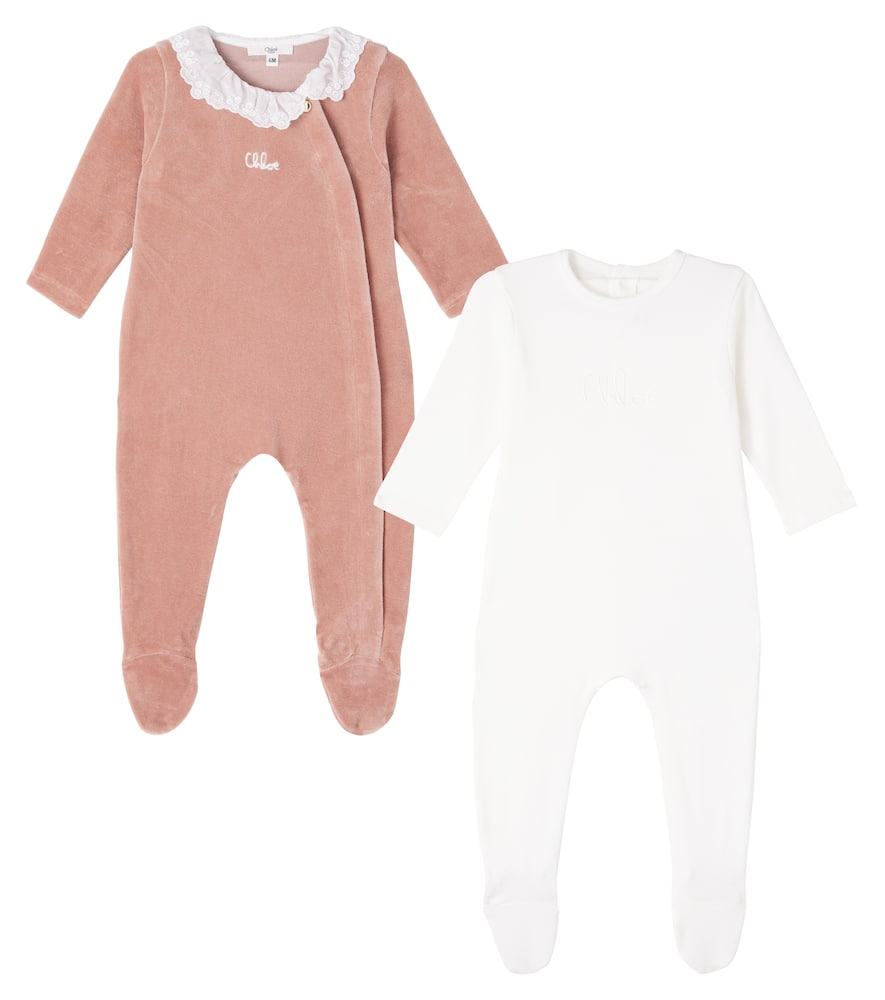 Chloé Kids Baby Set Of 2 Cotton Onesies In Multi