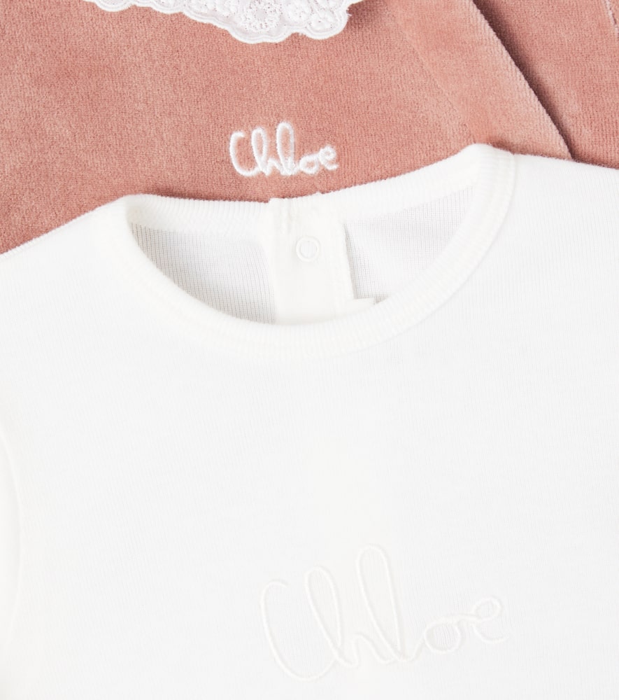 Chloé Kids Baby Set Of 2 Cotton Onesies In Multi