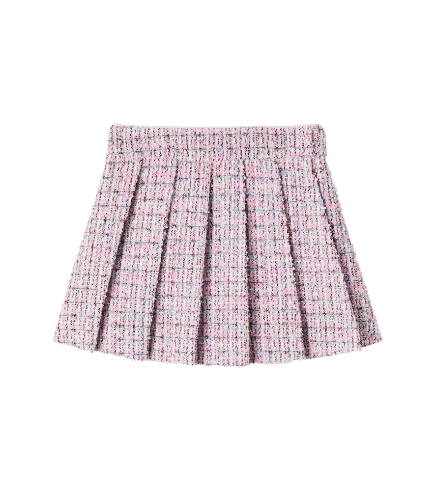 Self-portrait Bouclé Pleated Skirt In Pink