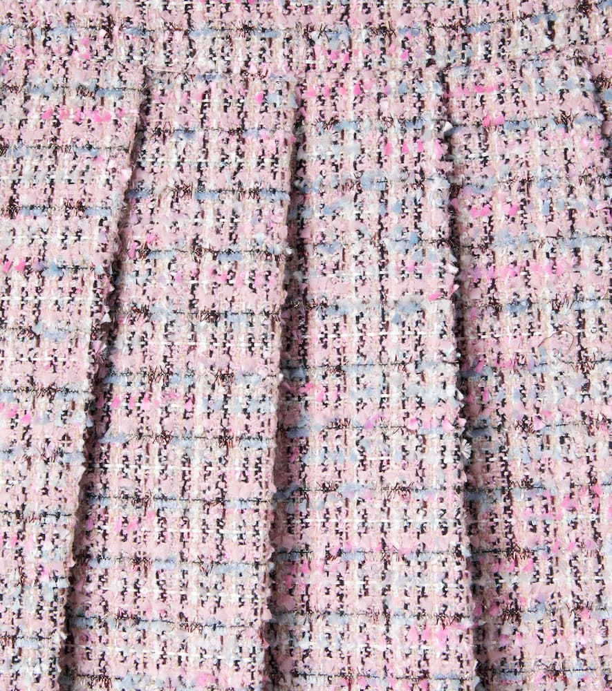 Self-portrait Bouclé Pleated Skirt In Pink