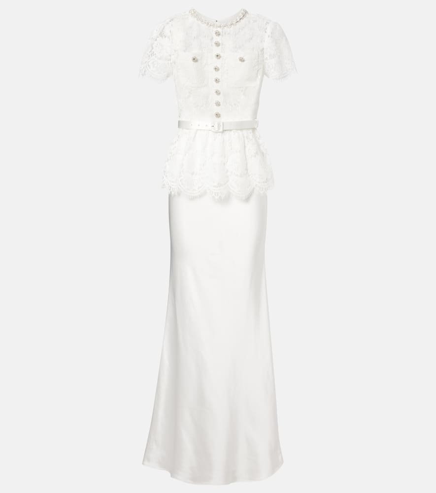 Bridal embellished lace satin gown