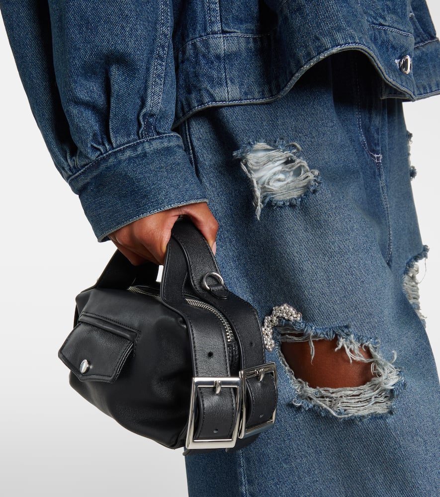 Simone Rocha Biker Belt Mini Leather Tote Bag In Black
