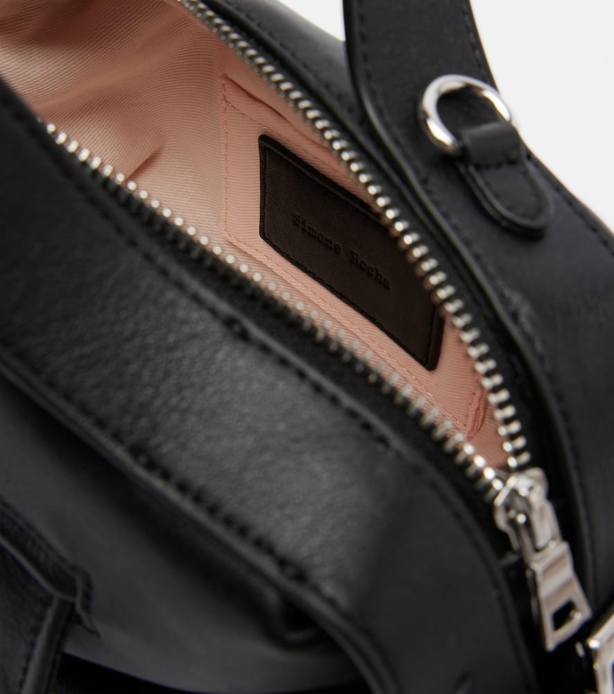 Simone Rocha Biker Belt Mini Leather Tote Bag In Black