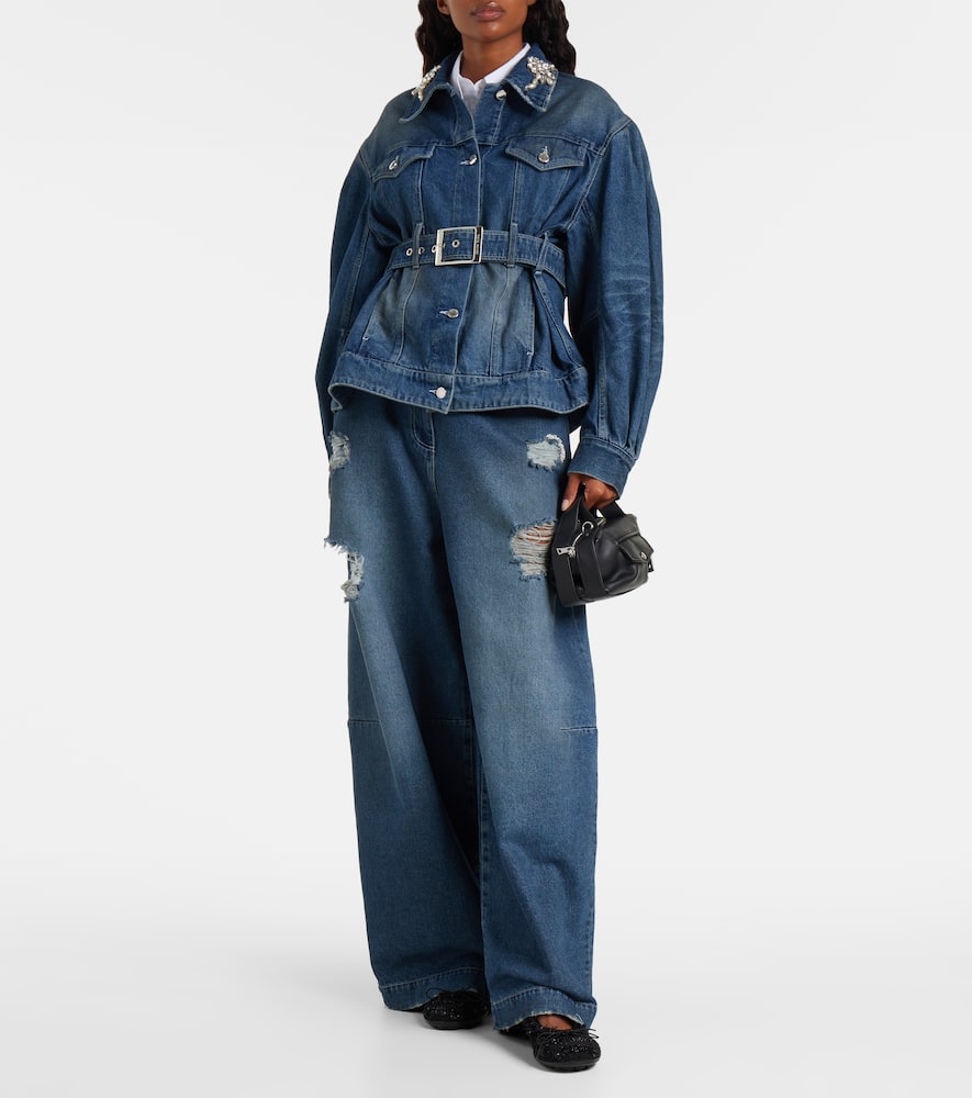Simone Rocha Biker Belt Mini Leather Tote Bag In Black