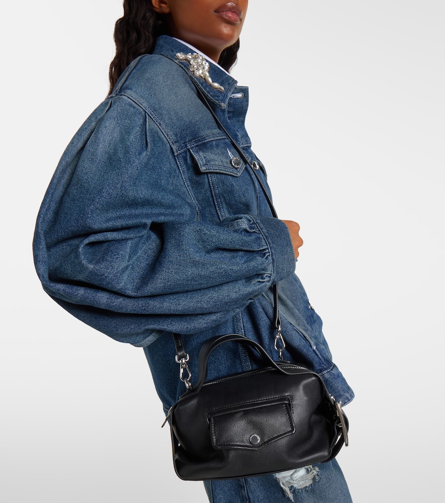 Simone Rocha Biker Belt Mini Leather Tote Bag In Black