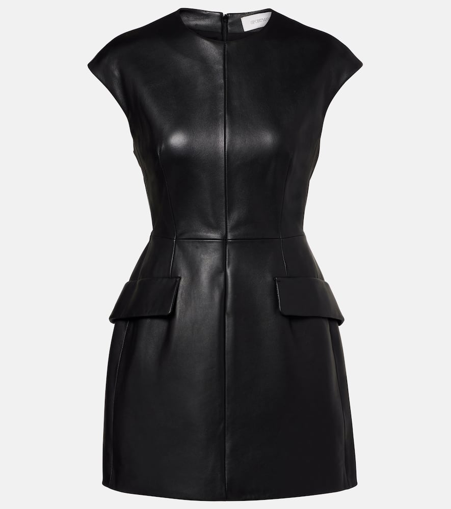 Sportmax Short Lambskin Leather Dress With Zip Closure And Front Pockets In Black