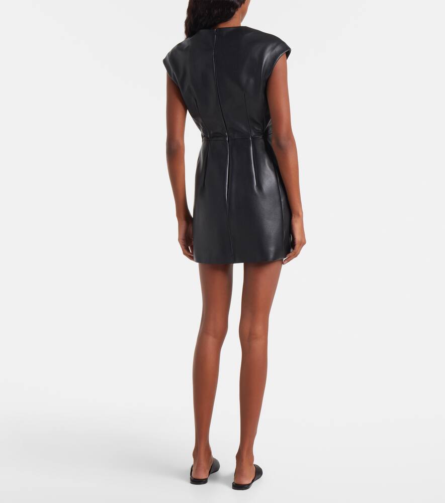 Sportmax Short Lambskin Leather Dress With Zip Closure And Front Pockets In Black