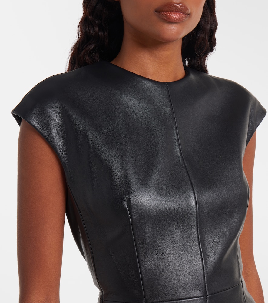 Sportmax Short Lambskin Leather Dress With Zip Closure And Front Pockets In Black