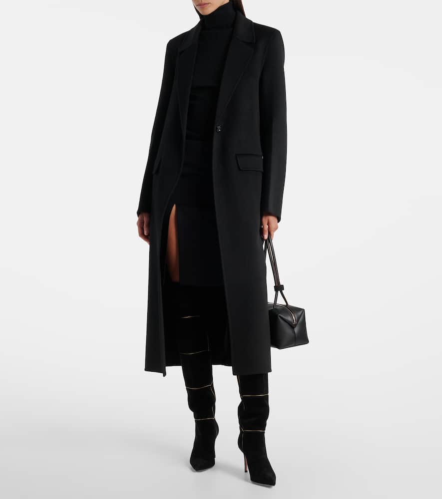 Gianvito Rossi Clarice 85 Metallic Leather-trimmed Suede Over-the-knee Boots In Black