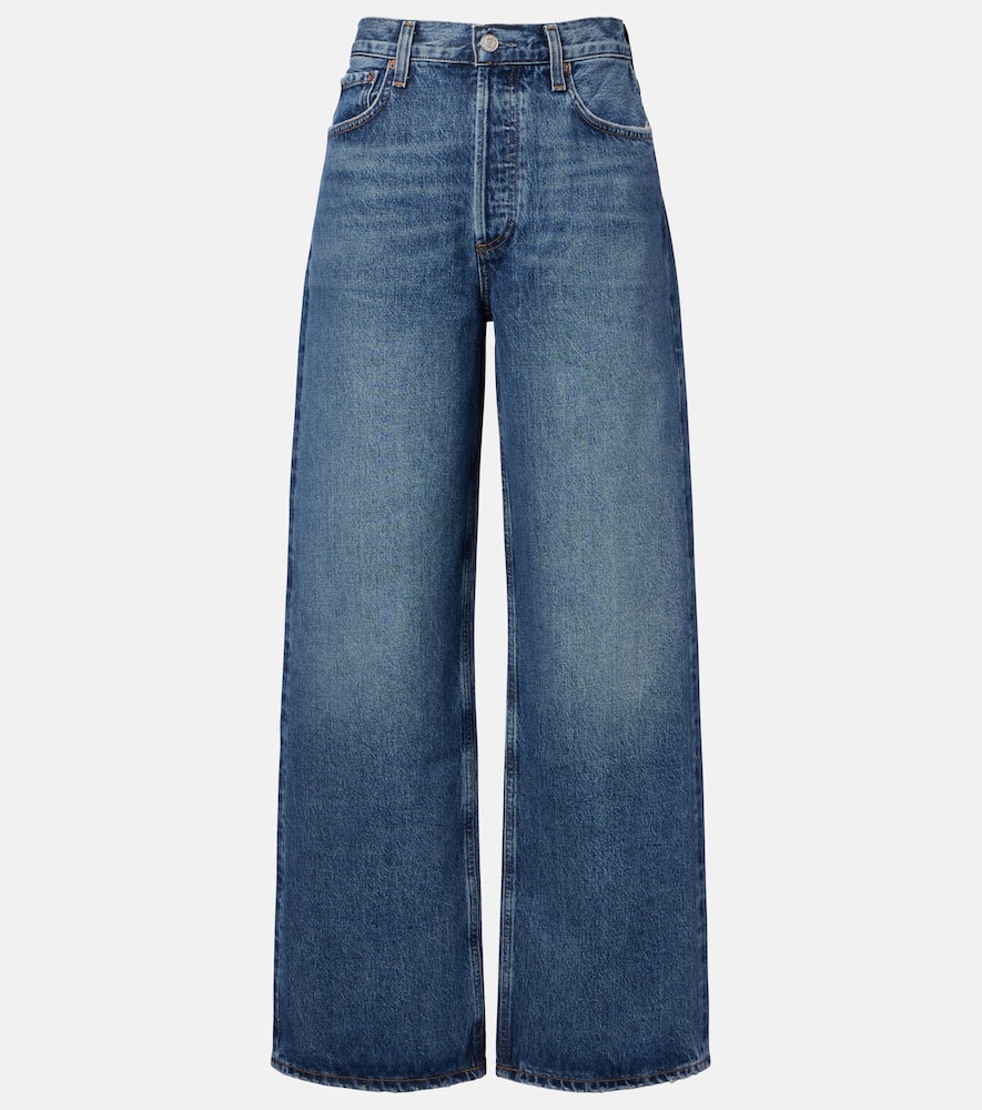 Agolde Low Slung Baggy High-rise Wide-leg Jeans In Blue