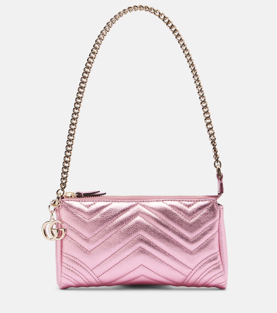 Gucci Gg Marmont Mini Leather Shoulder Bag In Pink