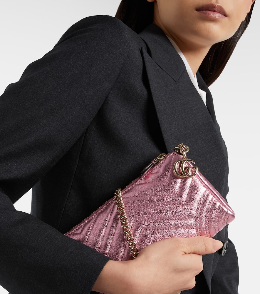 Gucci Gg Marmont Mini Leather Shoulder Bag In Pink