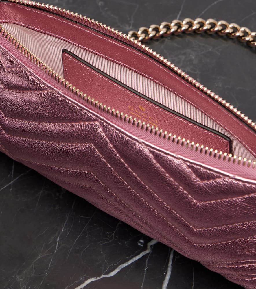 Gucci Gg Marmont Mini Leather Shoulder Bag In Pink