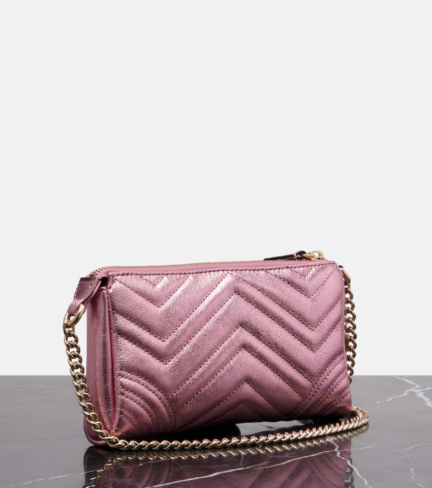 Gucci Gg Marmont Mini Leather Shoulder Bag In Pink