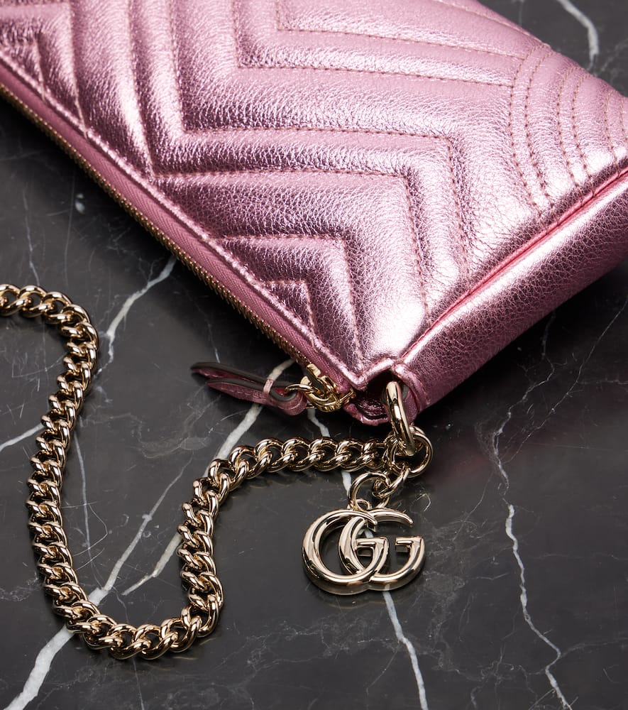 Gucci Gg Marmont Mini Leather Shoulder Bag In Pink