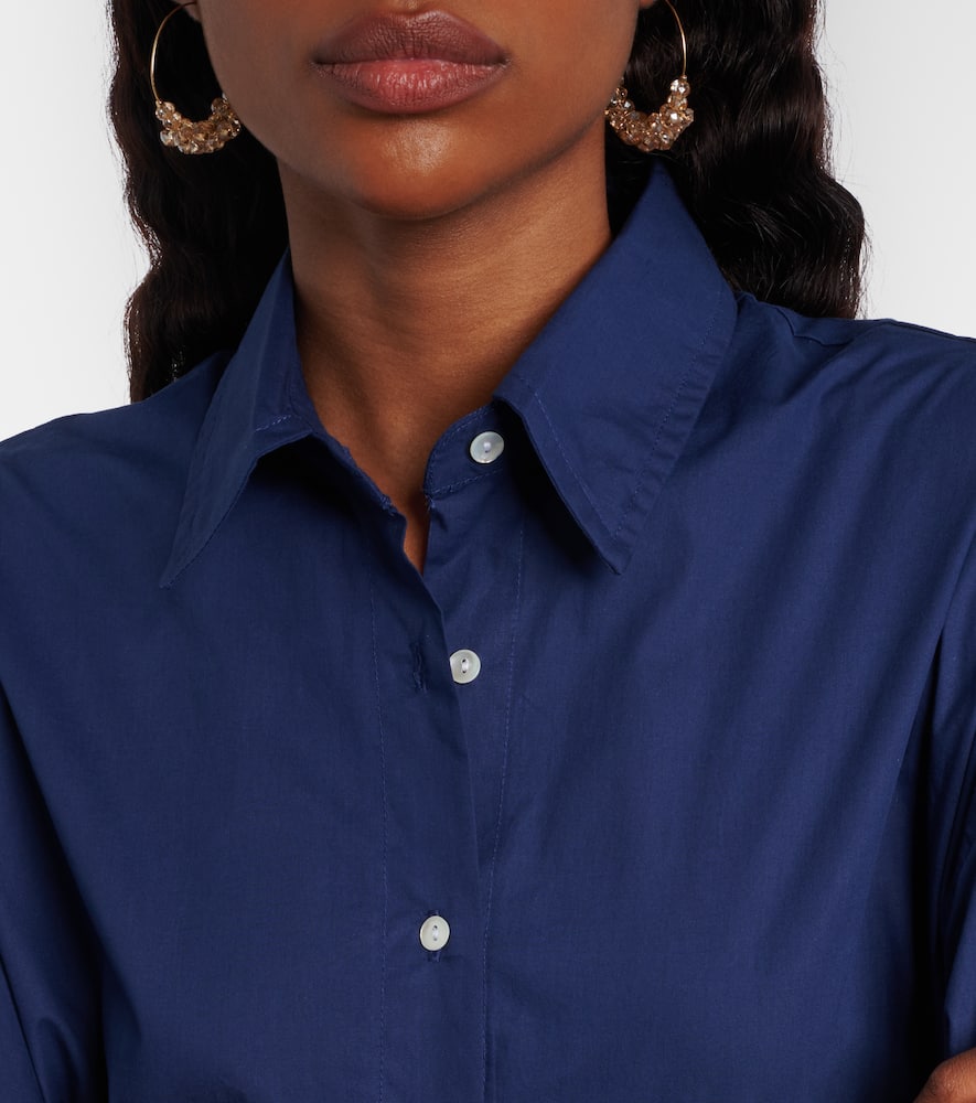 Juliet Dunn Floral Cotton Poplin Shirt Dress In Blue