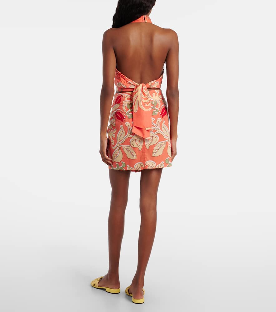 Poupette St Barth Tilda Gathered Printed Cotton Miniskirt In Orange